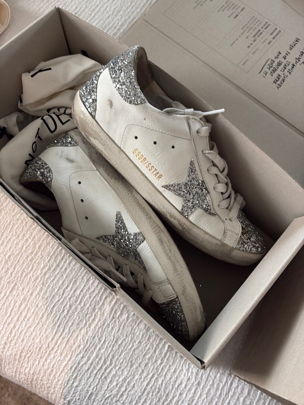 Golden goose silver sparkly shoes